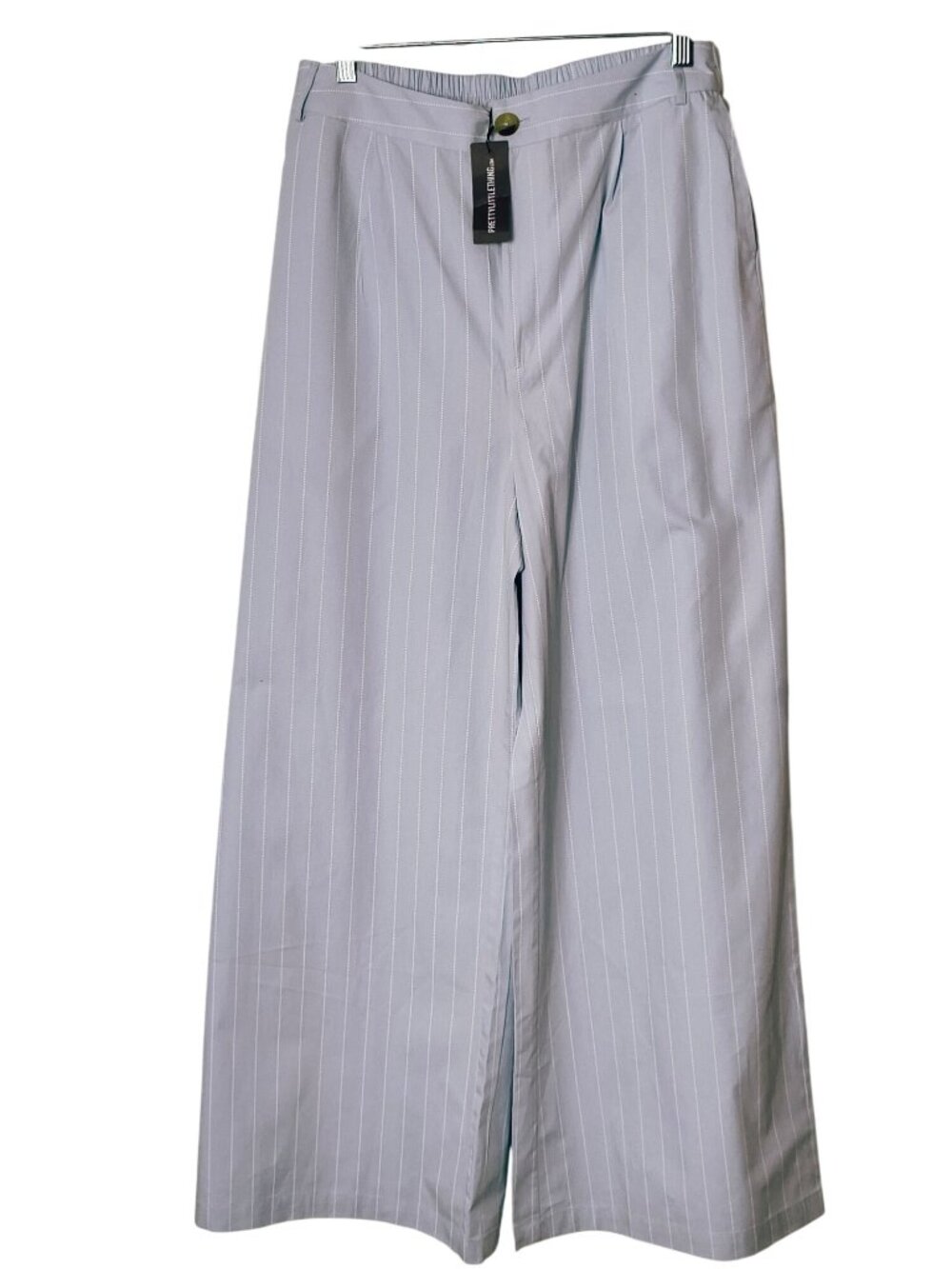PrettyLittleThing Womens 8 Wide-Leg Pants Tailored Blue PinStripe Pockets Chic N